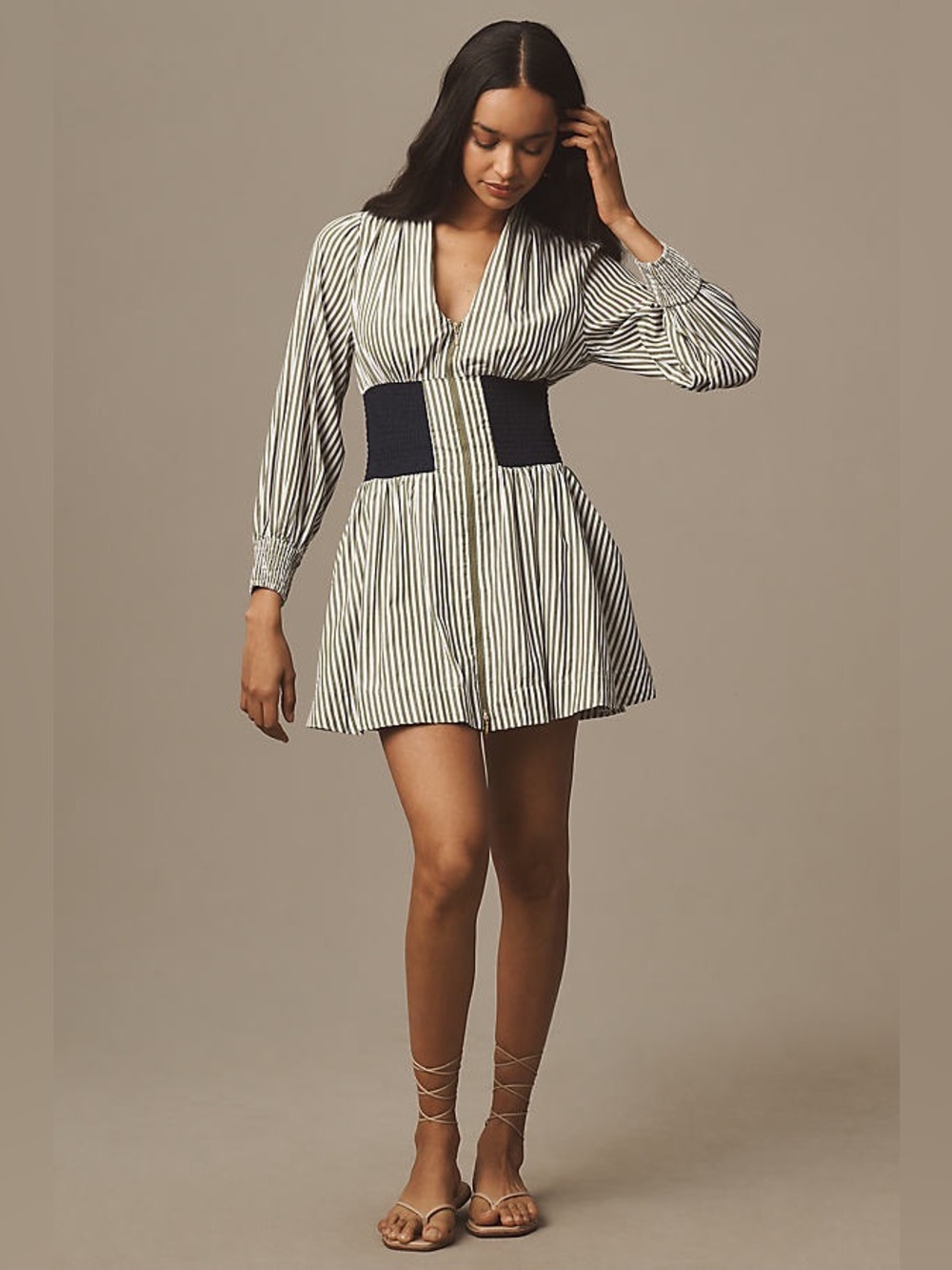 Anthropologie tommie dress in Green White stripes and Navy size small